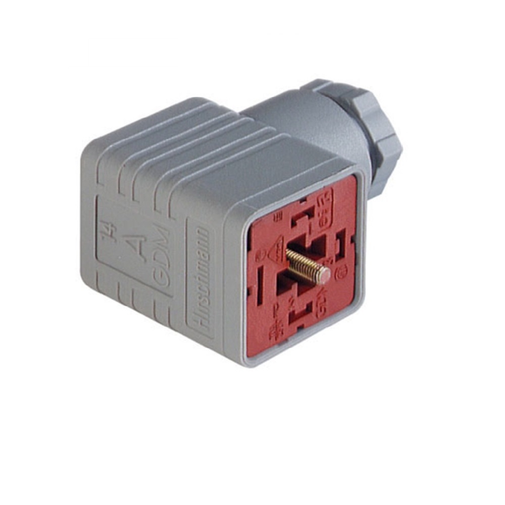 931236-106 HIRSCHMANN SOLENOID VALVE CONNECTOR<BR>FORM A DIN 2+G PG9 CG FW 250VAC/DC (GY)